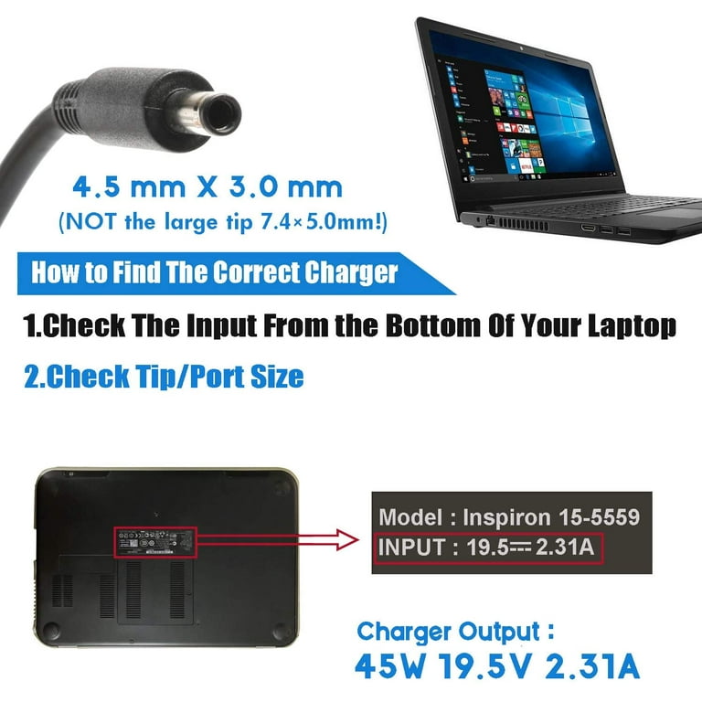 45W AC Adapter For Dell Inspiron 15 5000 Series 15-5551 5552 5555 - Foto 9