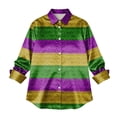 thumbnail image 5 of Mardi Gras Shirts for Women Button Up Striped Collar Shirt Casual Costume Carnival Tee Mardi Gras Outfit for Women, 5 of 7