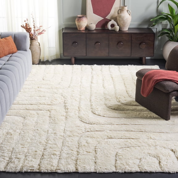 SAFAVIEH Manhattan Aisha Geometric Wool Area Rug, Ivory, 8' x 10'