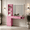 Pink, variant on DreamCurship Wall Mount Salon Stations, Barber Station with 3 Hair Dryer Holder, Beauty Salon Spa Equipment with 2 Drawers, 1 Storage Cabinet, Black