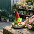 thumbnail image 4 of ICERUN 2Pcs Garden Statues,Red Hat Frog Sculpture Resin Animals,Bitter Melon Face Look Frog Garden Decor for Outside,Style3, 4 of 7