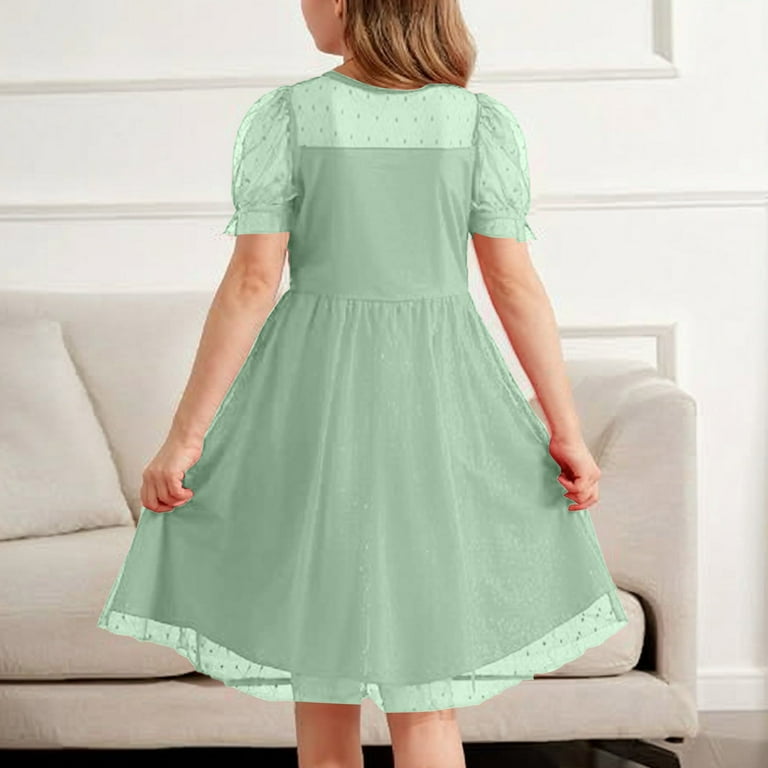 green emerald velvet dress Green Satin Puff Sleeves Long Prom Dress, Green A-Line Formal Dress main image 1