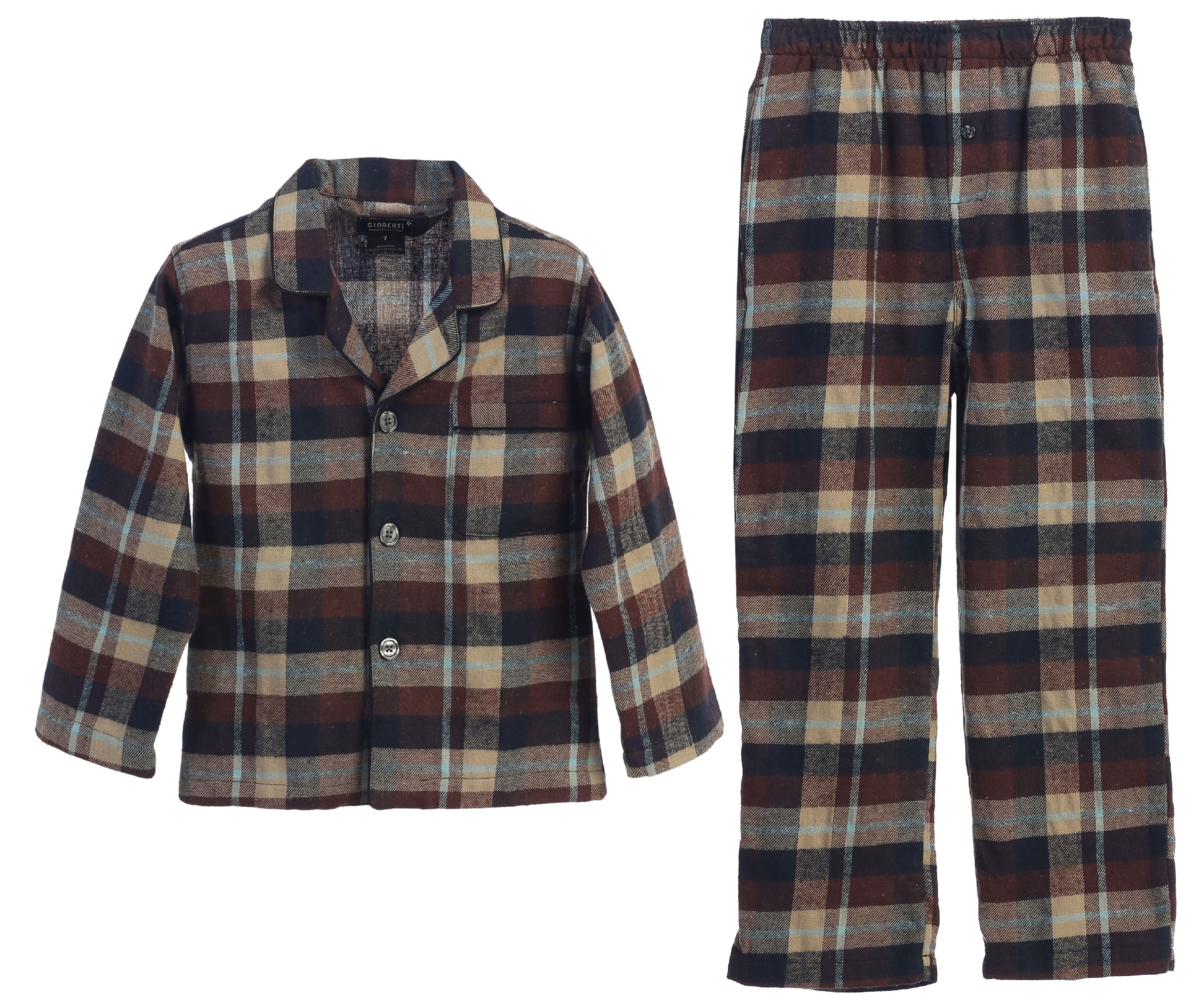 Gioberti Boys Yarn Dye Brushed Flannel Lounge & Pajama Pants with Elastic Waist 