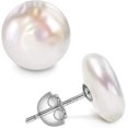 thumbnail image 1 of 1 Pendientes de botón grandes para mujer, con perlas y monedas, con monturas de perlas, pendientes de botón, joyería, 1 of 4