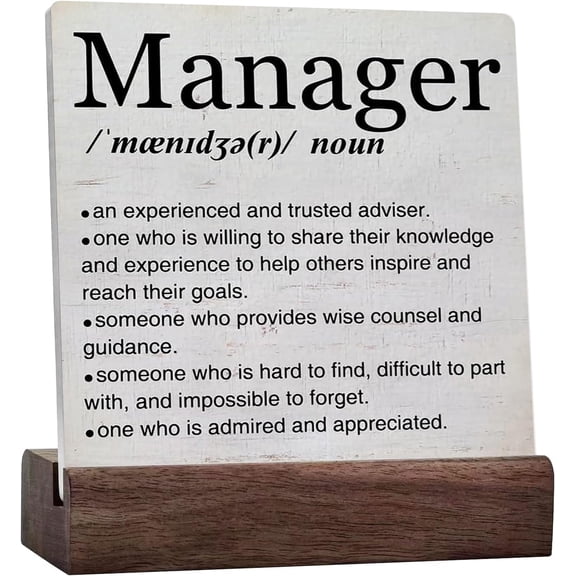 Manager Gifts Manager Definition Art Ceramic Table Sign Decor Boss Appreciation Gift Desk Decorative Wood Sign Home Office Decoration for Table Shelf