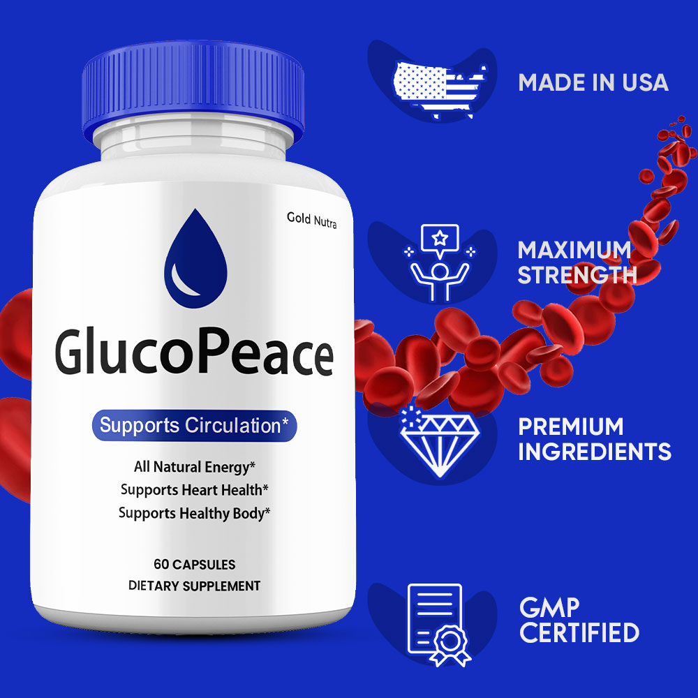 Gluco Peace Capsules, GlucoPeace Pills Glycogen Support Supplement Maximum Strength All Natural, 30 Day Supply (2 Pack)