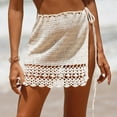thumbnail image 5 of HAiming Women's Elastic Waist Crochet Cover up Skirt Summer Trendy Boho Hollow out Swimwear Mesh Beach Mini Skirt, 5 of 9