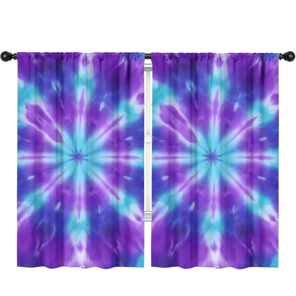 Blackout Kids Curtains,Purple Blue Tie Dye Spiral Pattern Childrens Insulated Curtains Set Of 2,Bedroom Essentials,Toddler Room Decor 52"x84"