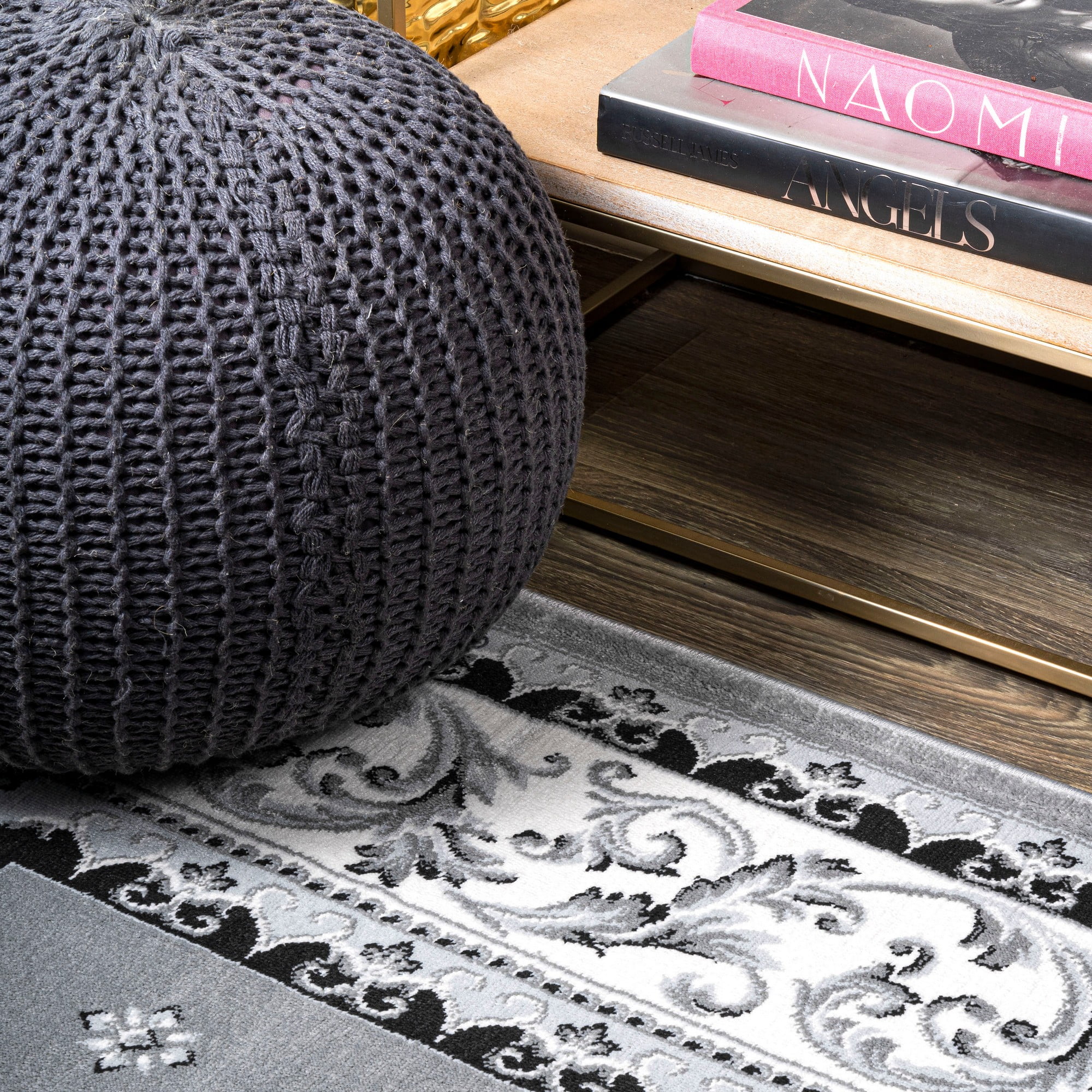 JONATHAN Y MODERN PERSIAN 5 x 8 Area Rug, Acanthus French Border - Gray/Cream, MDP504D-5