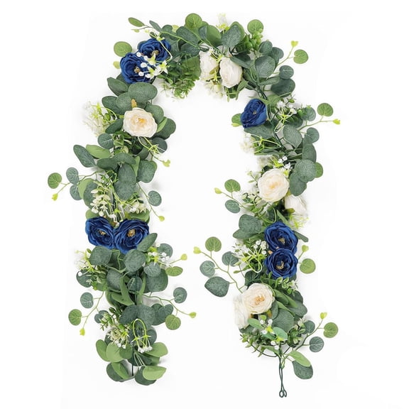 Artificial Rose Garland Decor Hanging Spring Eucalyptus Flower Garland Durable Decorative Rattan Vines for Easter Wedding Birthday, Green, 5.9ft
