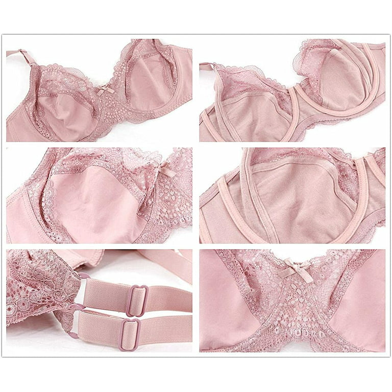 Women's Plus Size Lace Bra+Panty Underwear Set Comfortable Soft Full Cup  Sexy Lingerie Sets 38-48D 