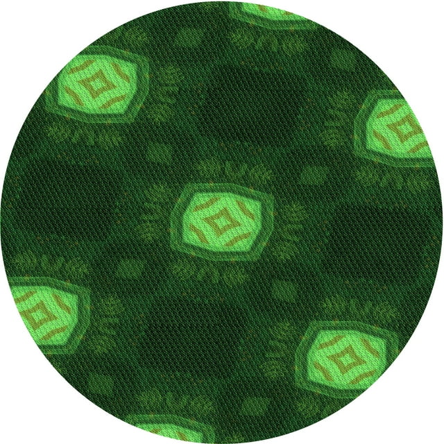 Ahgly Tapis Rond Lavable en Machine Intérieur Transitionnel Vert, 3 Pieds Rond