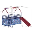 thumbnail image 6 of Metal Junior House Twin Loft Bed with Slide and Curtain Set, Super Hero Color Navy Blue and Red, 6 of 8