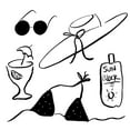 thumbnail image 3 of Sizemore, Natalie 12x12 Black Modern Framed Museum Art Print Titled - Beach Essentials I, 3 of 5