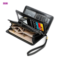 thumbnail image 3 of Cartera larga para mujer, cartera de mano de cuero genuino encerado, monedero, tarjetero, organizador, monedero para mujer oso de fresa Electrónica, 3 of 5