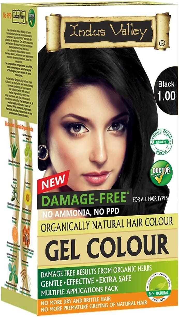 Indus Valley Organically Natural Damage Free Permanent Gel Hair Color Black   For Long Lasting Effects & 100% Grey Coverage 