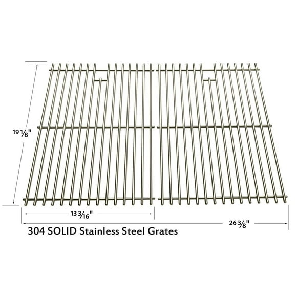 Replacement Stainless Cooking Grid For Broil King 989-87, 735269, 735289, 738289, 738989, Broil-Mate 735269, 735289, 738289, 285164, 286164 & 535069B, 535069R Gas Models, Set of 2