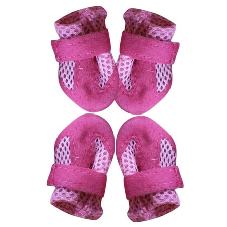 Anvazise 4Pcs Dog Puppy Pet Soft Mesh Anti-slip Shoes Boots Comfortable Casual Sneakers Pink M