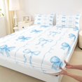 thumbnail image 4 of Erosebridal Girly Cute Bowtie Queen Sheet Sets,Blue Bowknot Ribbon Bed Set For Kids 4-Piece, 4 of 6
