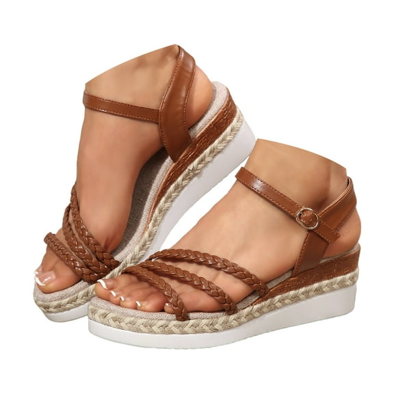 Mostsola Womens Sandals Espadrilles for Women Braided Strappy Wedge Sandals Ankle Strap Dress Shoes