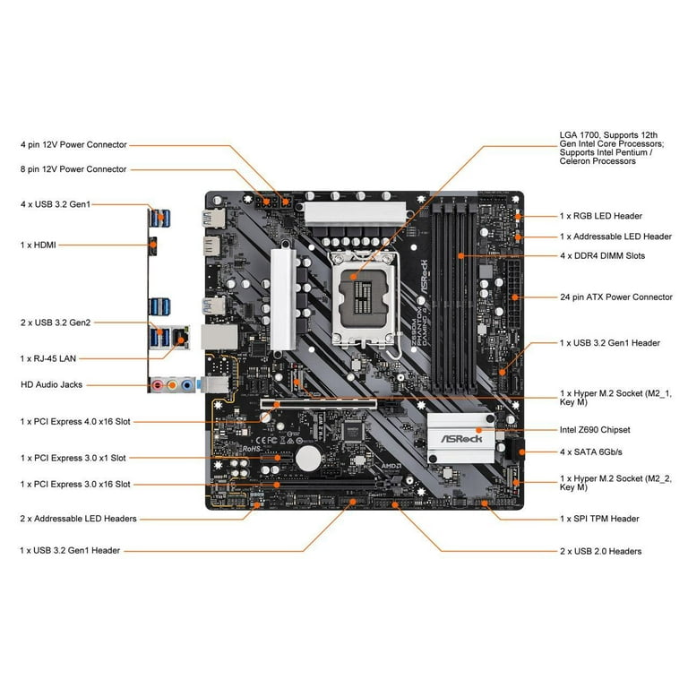 ASRock Z690M Phantom Gaming LGA 1700 (14th,13th,12th Gen) Intel