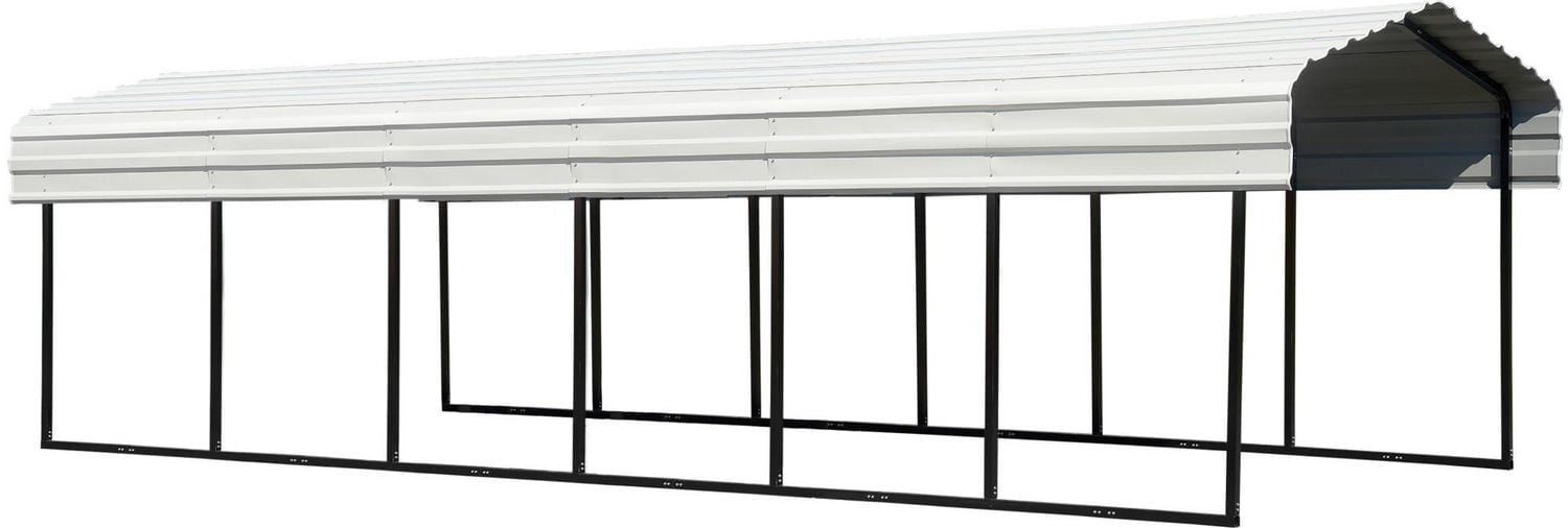 Steel Carport 10 x 29 x 7 ft. Galvanized Black/Eggshell