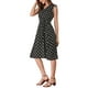 thumbnail image 4 of INSPIRE CHIC Vestido sin mangas de lunares vintage con cuello en V y cintura ajustable XL Negro, 4 of 7