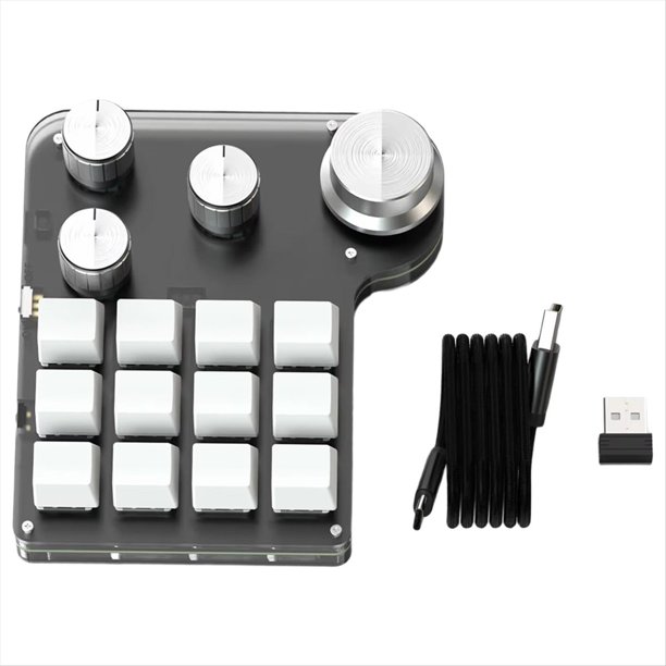 Teclado Mecánico para Juegos con Programación Mini USB, 12 Teclas, 4 Botones, RGB, Bluetooth, Teclado para Juegos, Intercambio en Caliente, Macropad B