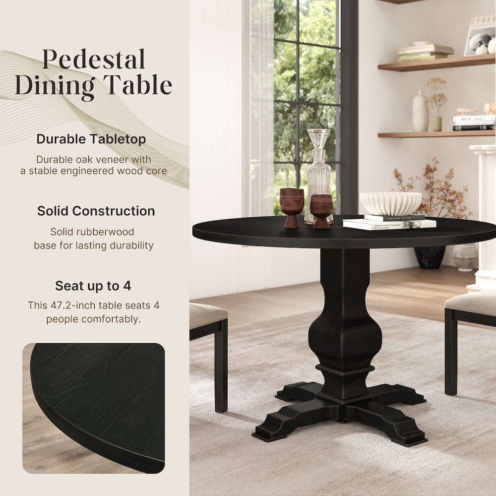 Roundhill Furniture Havre Pedestal Base Round Dining Table