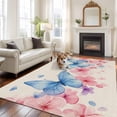 thumbnail image 2 of Butterfly Floral Area&nbsp;Rug 8x10ft Watercolor Blue Pink Flower Butterflies Linen Texture Non-Slip&nbsp;Washable Square&nbsp;Rugs Soft Felt Indoor Floor Mat for Bedroom Kitchen Living Room Bathroom, 2 of 9