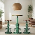 thumbnail image 2 of LOKKHAN Industrial Bar Table 38.6"-48.4" Height Adjustable Swivel Round Wood Tabletop 23.7" Dia, Kitchen Dining Office Coffee Bistro Pub Table (Aged Green), 2 of 18