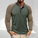 thumbnail image 1 of Blusas y camisas de manga larga con cuello redondo para hombre, informales, de manga larga, cuello redondo, medio botón, a cuadros, con bolsillos y bloques de color, blusas de poliéster para hombre, 1 of 8