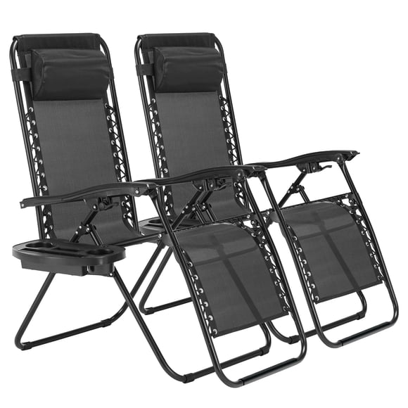 Set de 2 sillas Zero Gravity Simple Deluxe con almohada negra