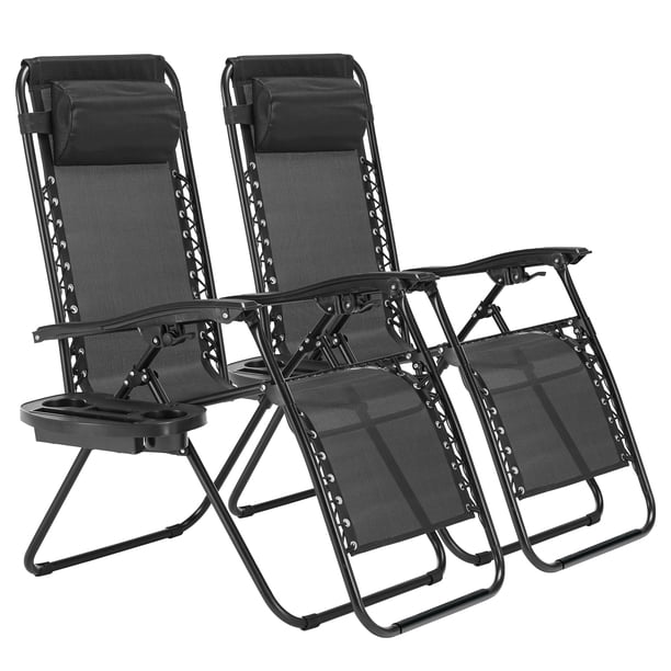 Set de 2 sillas Zero Gravity Simple Deluxe con almohada negra