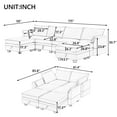 thumbnail image 6 of EUROCO 115" Large U/L Shaped Sectional Sofa, 1200LBS 6 Seat Convertible Couch Queen Size Sleeper Bed with Storage Seat and Removable Cushions, Modular Sofa with 2 Stools, Beige, 6 of 9