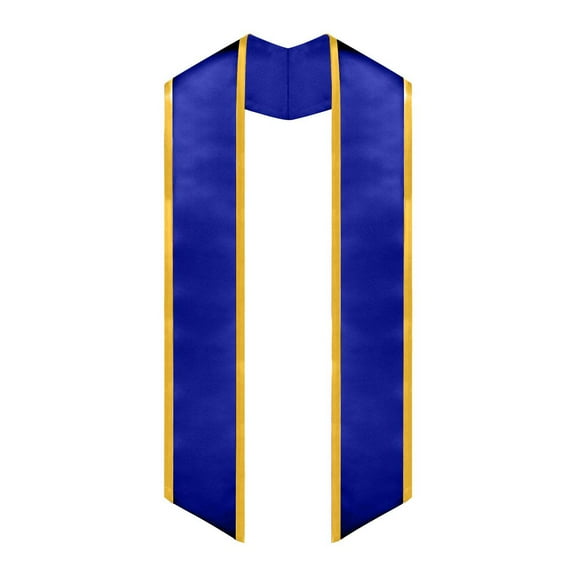Endea Graduation Royal Blue/Gold Plain Graduation Stole with Trim Color  Angled End