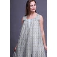 thumbnail image 2 of Bimba Light Steel Blue7 Stripe Flower & Bee Cotton Nightgowns For Women Mid-Calf Printed Sleepwear Night Dress XXX-Large, 2 of 6
