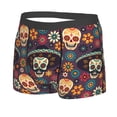 thumbnail image 2 of Kll Skulls And Flowers Men'S Cotton Boxer Briefs Underwear-Medium, 2 of 9