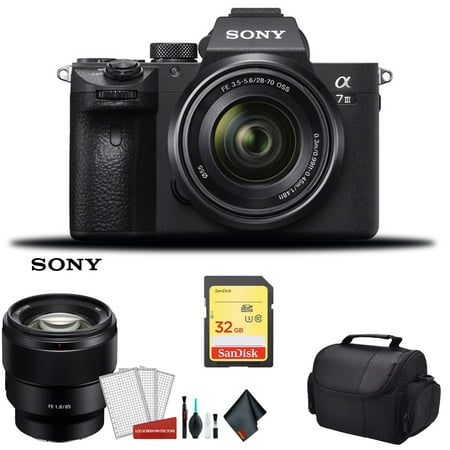 Sony Alpha a7 III Full Frame Mirrorless Digital Camera with 28-70mm Lens + FE 85mm F/1.8 Lens & More - Bundle Kit(International Model)