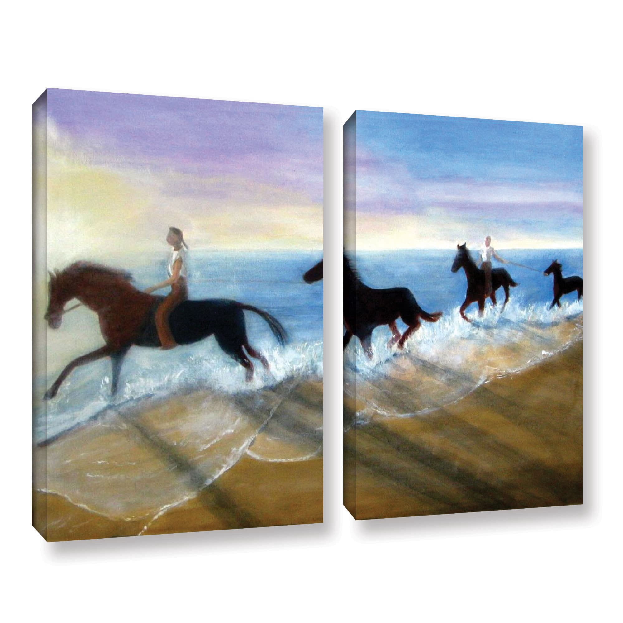 ArtWall Lindsey Janich "Horses on the Beach Painting" 2-Piece Gallery-Wrapped Canvas Set