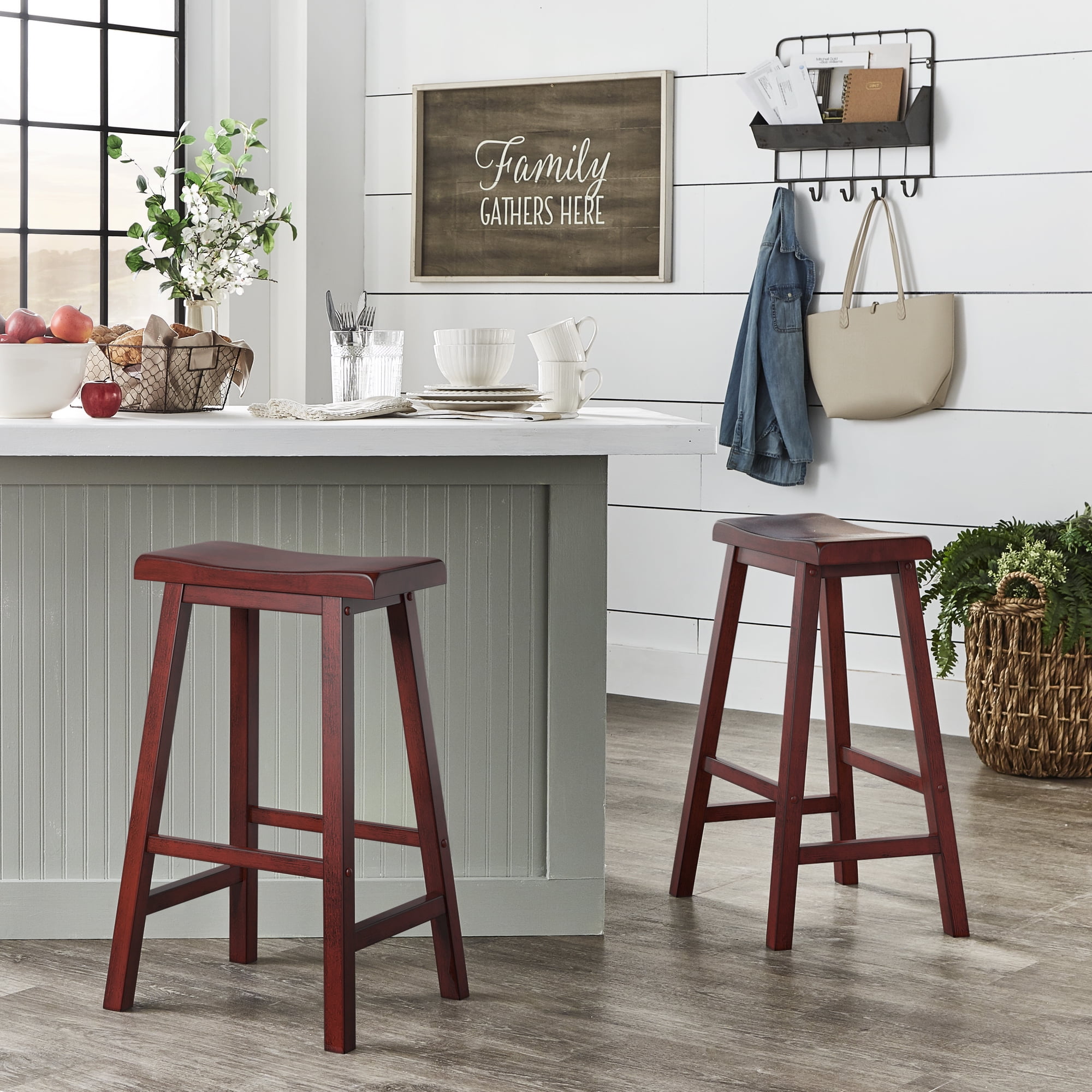Weston Home Ashby Saddle Seat Backless, Bar And Stool Set For Home