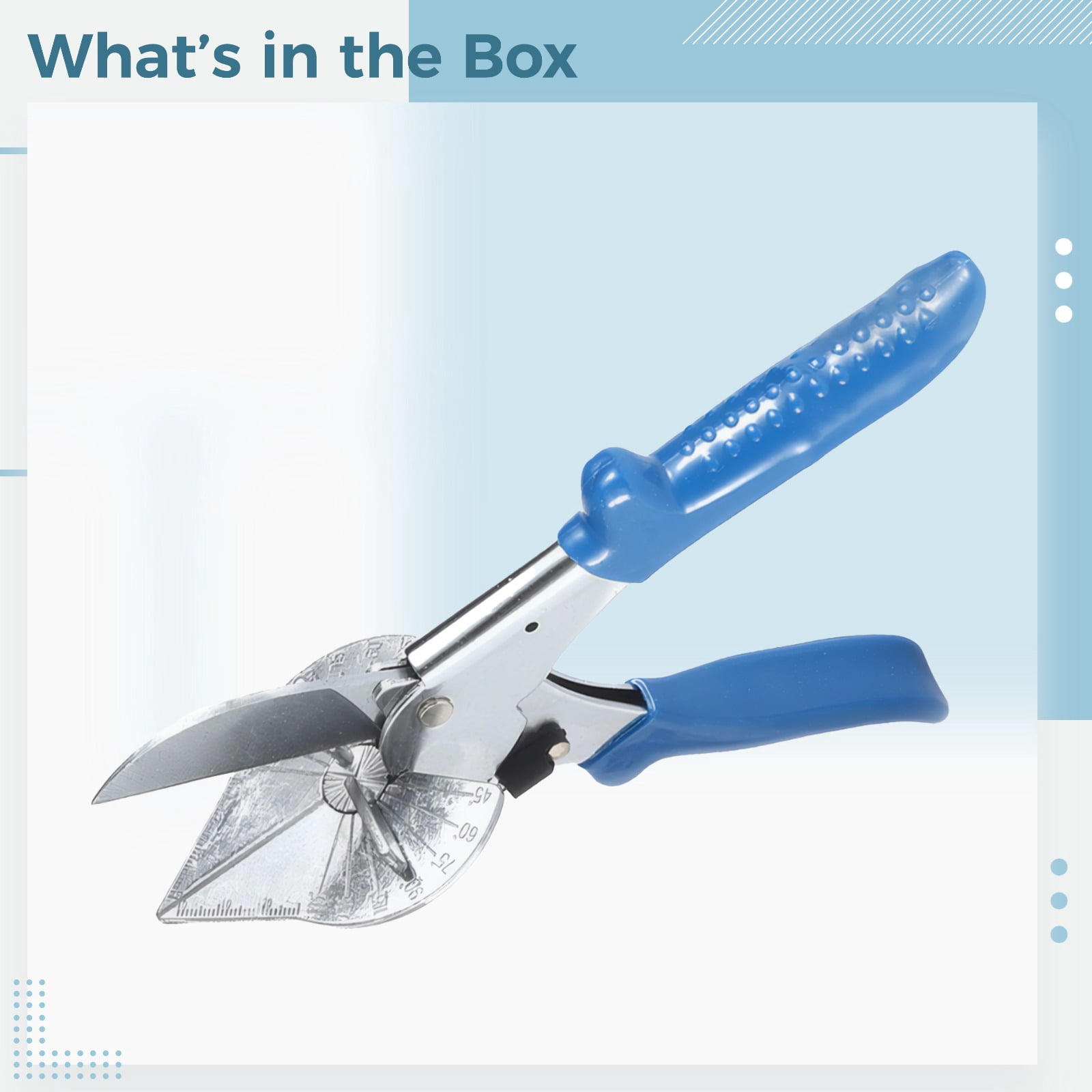 Adjustable Angle Miter Shear with SK5 Cutting Head, Multi Angle Wire Duct Cutter, 45-135 Degree Hand Tool, 1.97 in / 50 mm Opening, Ideal for Electrician, Woodworking, Blue