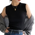 thumbnail image 2 of Women Cotton Round Neck Camisole Vest Basic Sleeveless Undershirt Tops Slim Tees, 2 of 9