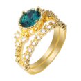 thumbnail image 2 of Wentin Reduced Rings Bright Zircon Ring Round Green Stone Jewelry Fashion Jewelry Engaged Ring For Women, 2 of 9