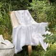 thumbnail image 4 of MooMee Throw Blanket 100% Cotton 4-Layer Gauze All-Around Fringe Ultra-Soft Breathable Lightweight (Bright White, Throw 60" x 50"), 4 of 8