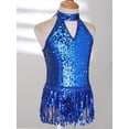 thumbnail image 4 of renvena Kids Girls Sleeveless Sparkly Sequins Tassel Hem Dance Dress 6-16 A Royal Blue 6, 4 of 7