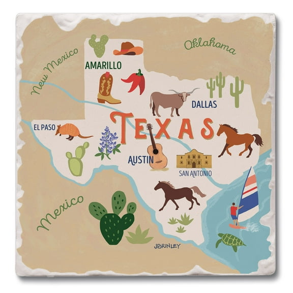 Thirstystone "Texas Attractions" 4-Pack Tumbled Tile Coasters