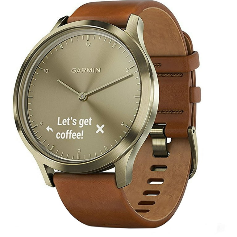 Folde mærkning plantageejer Garmin Vivomove HR, Premium, Gold Tone w/ Leather Band (Small/Medium)  (010-01850-15) + 7-Piece Fitness Kit - Walmart.com