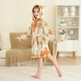 thumbnail image 4 of FORMRS Niños Bathrobe Unisex Hooded Robe Soft Plush Pajamas Sleepwear, Size 4-6T, Beige Geometric Pattern, 4 of 7