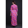 thumbnail image 4 of Bimba Robe Longue Imprimée à Taille Smockée en Rayonne Colorée avec Plumes Fente Latérale pour Femme-TTTG, 4 of 6